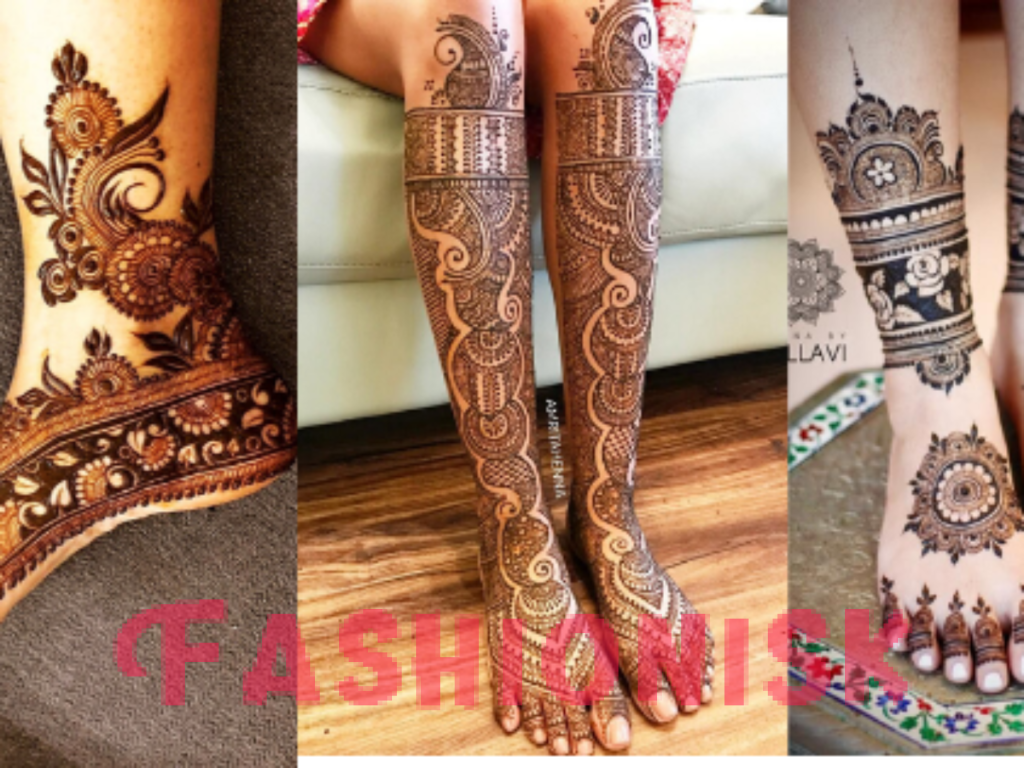 Stylish leg mehndi design