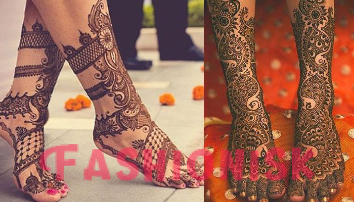 creative leg mehndi Design