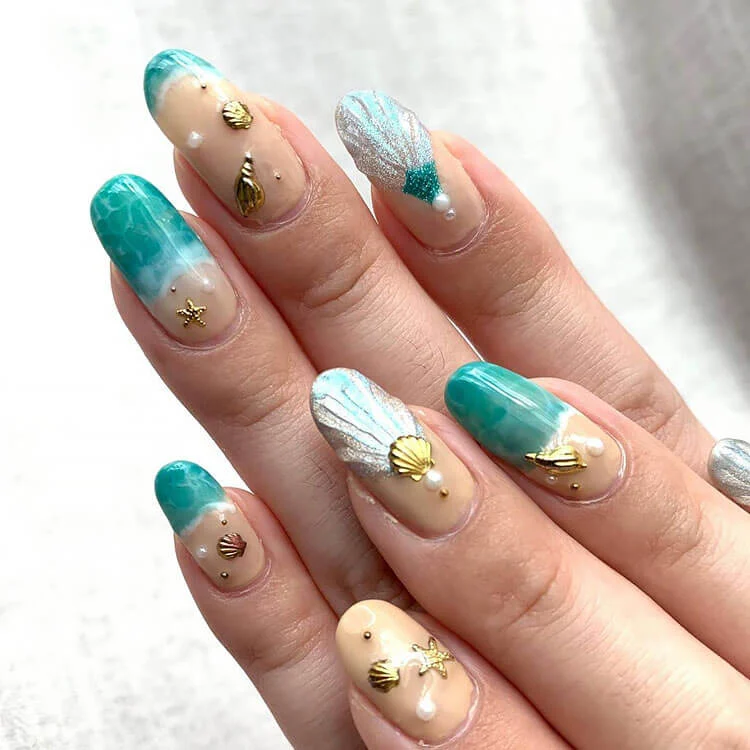 Acrylic nails beach designs