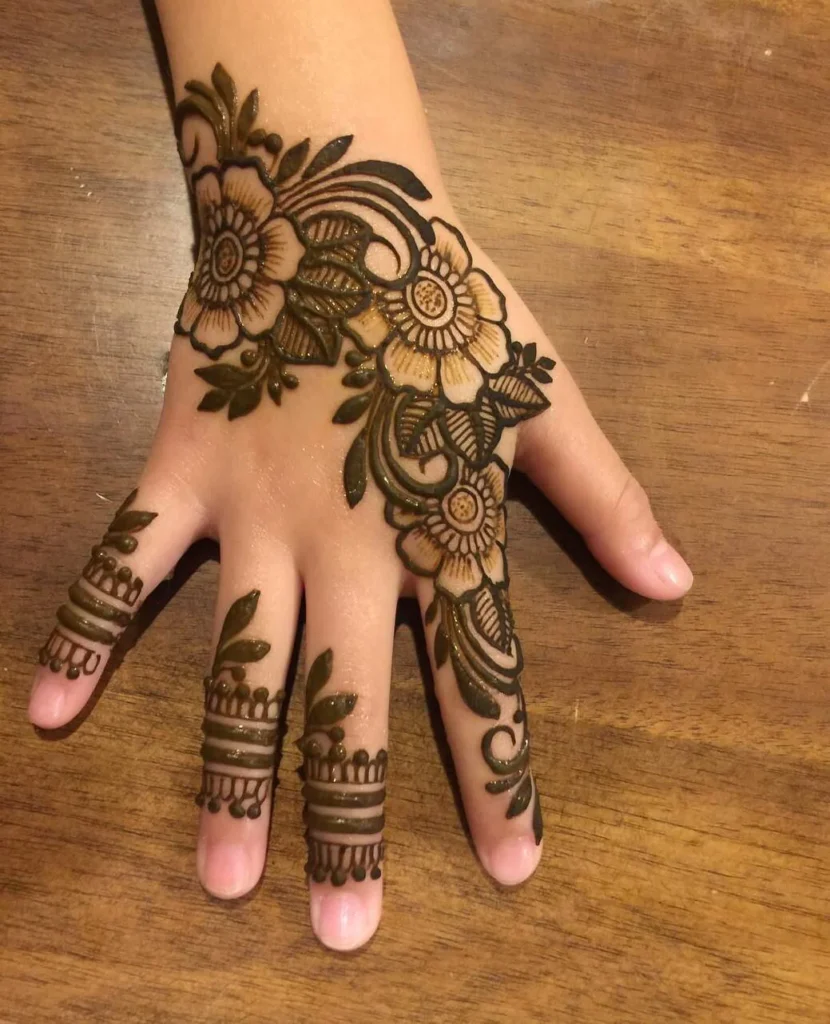 Back Hand Mehndi Designs for Kids