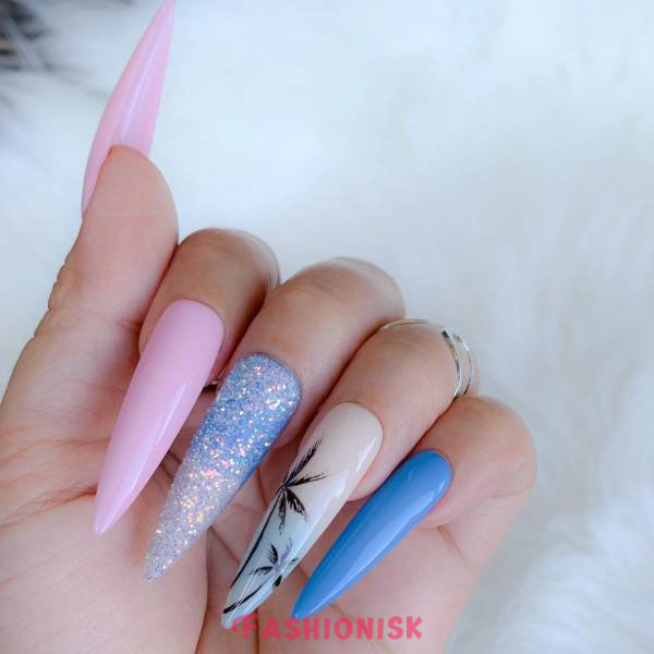 Blue beach nail designs