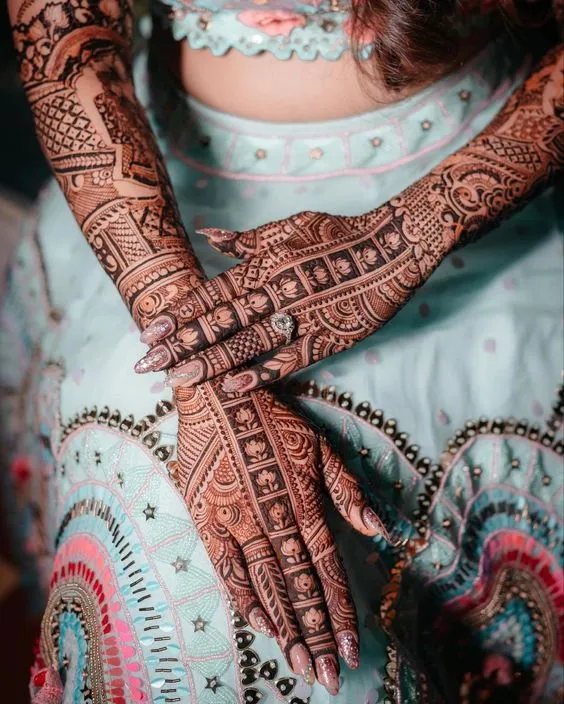 Fusion of Traditional and Arabic Engagement Mehndi Designs