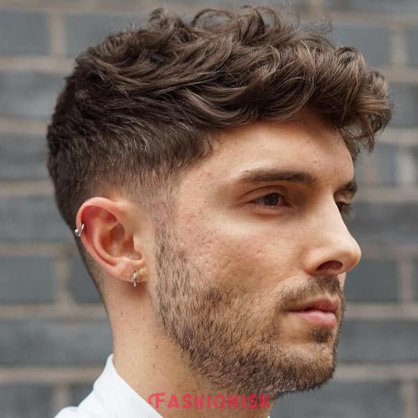 Low Taper Fade with Curly Quiff