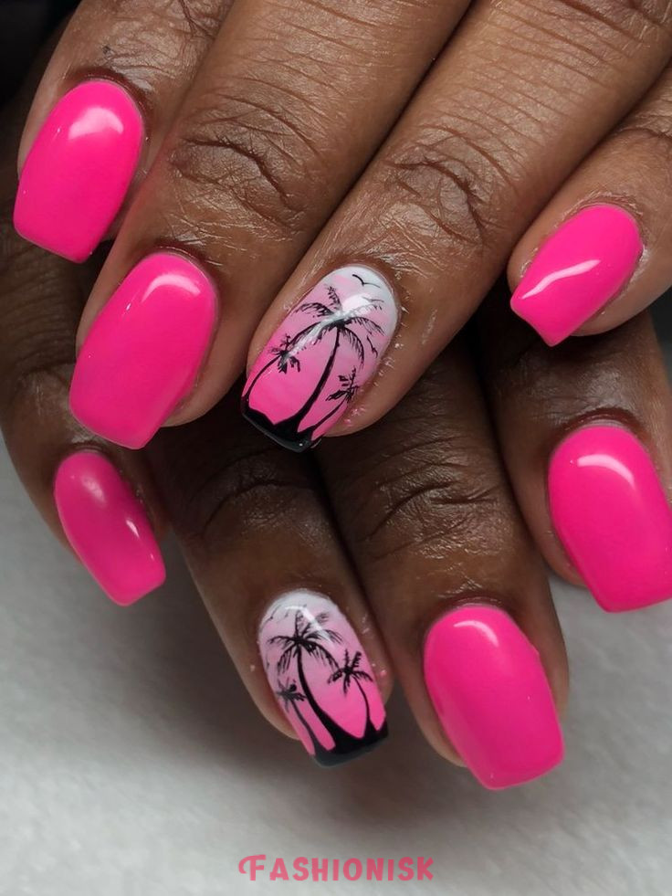 Pink beach nail designs