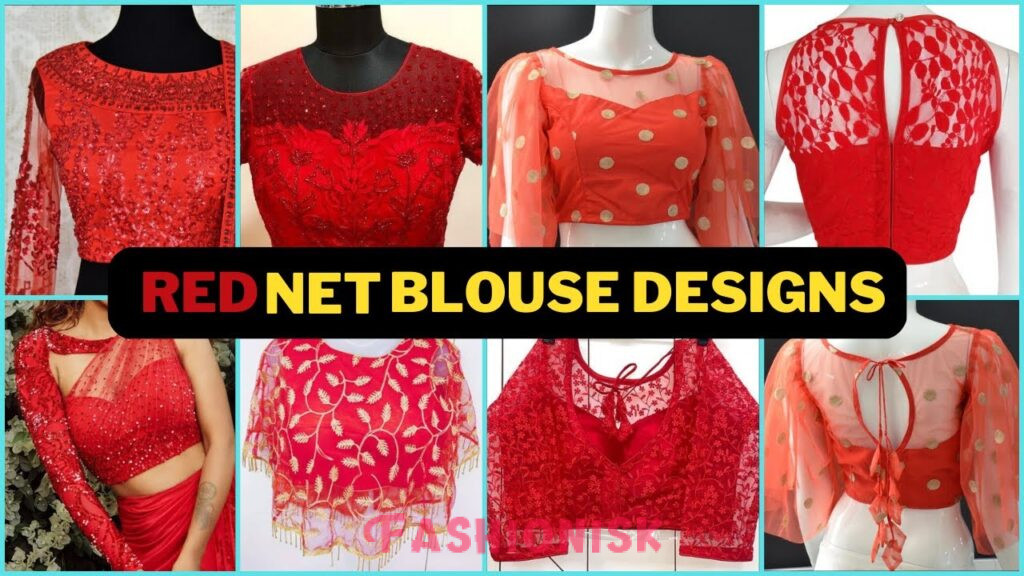 Red Net Blouse Design