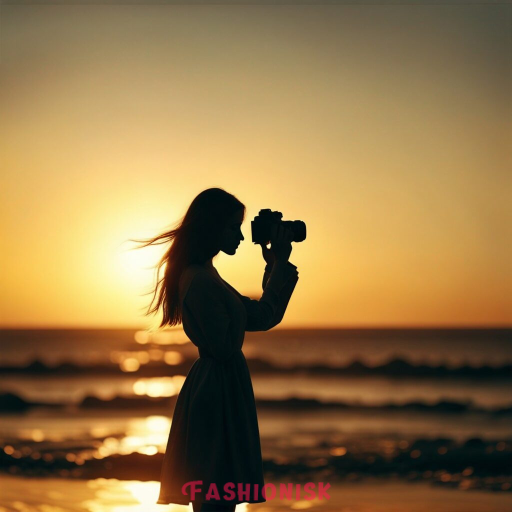 Sunset Silhouette Beach Poses For woman