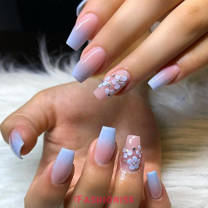 3D Blossoms Classy Short nail designs