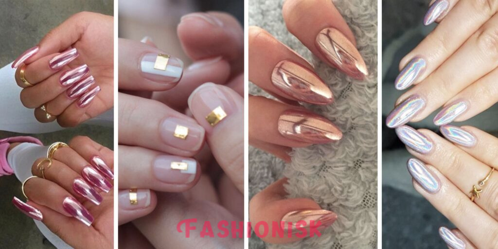 Mirror Chrome Gel Short nail designs