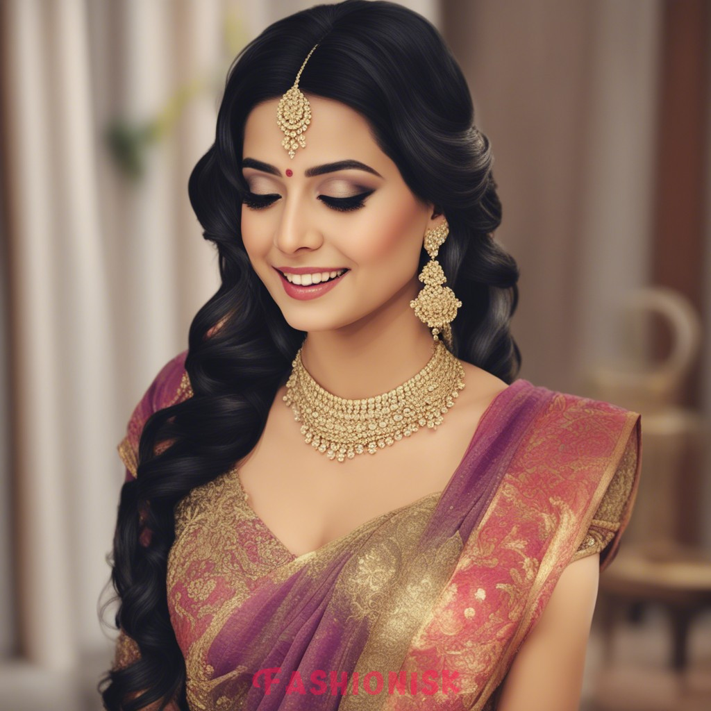 Engagement Hairstyle for Saree