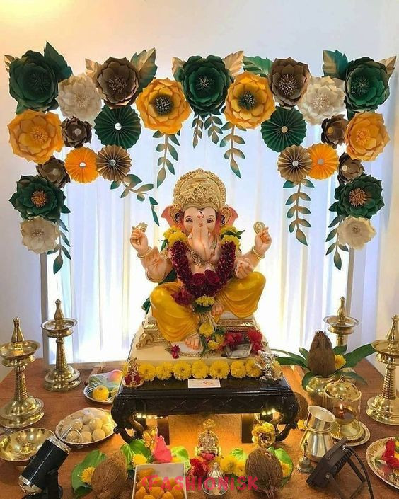 Floral Theme Ganapati Decoration