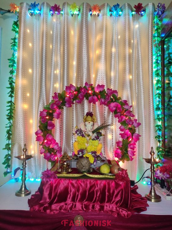 Floral Theme Ganapati Decoration