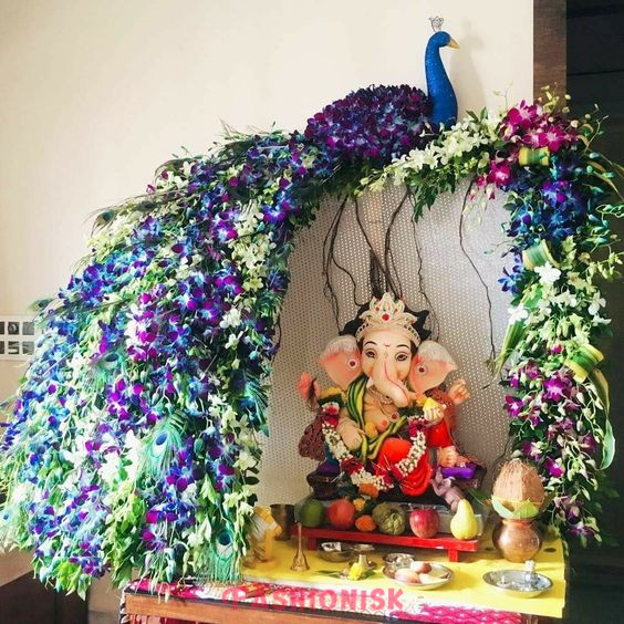 Floral Theme Ganapati Decoration