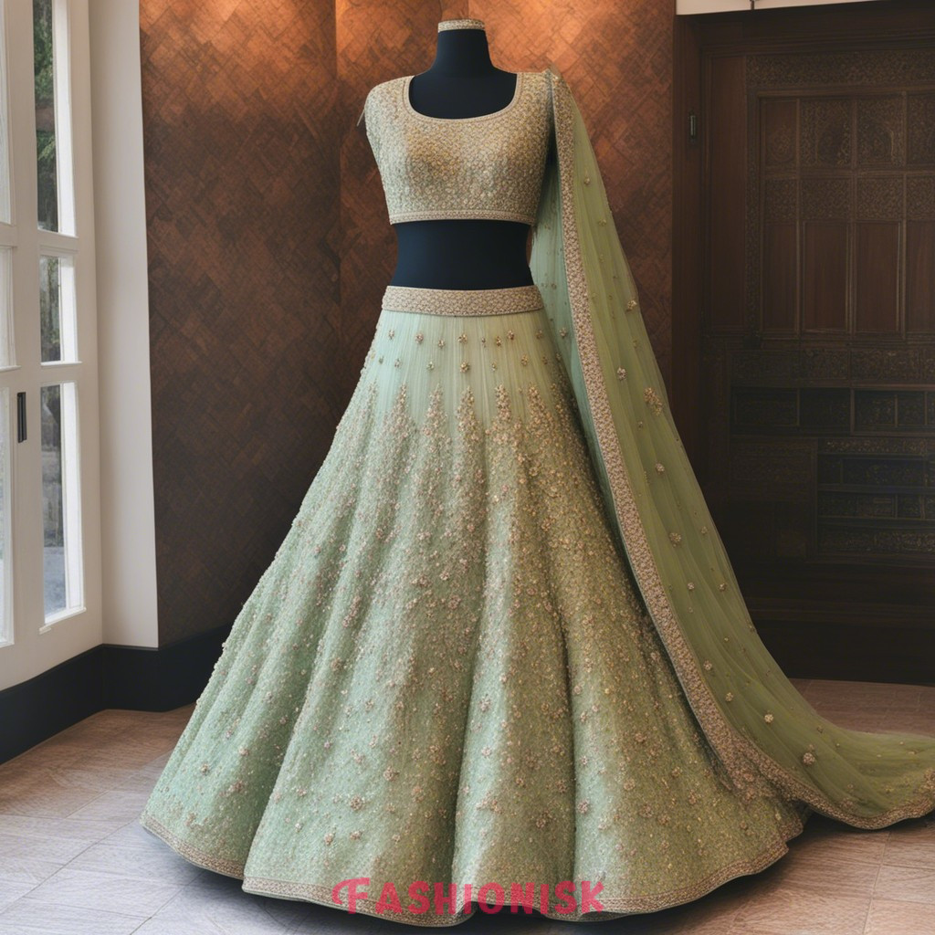 Green Bridal Lehenga