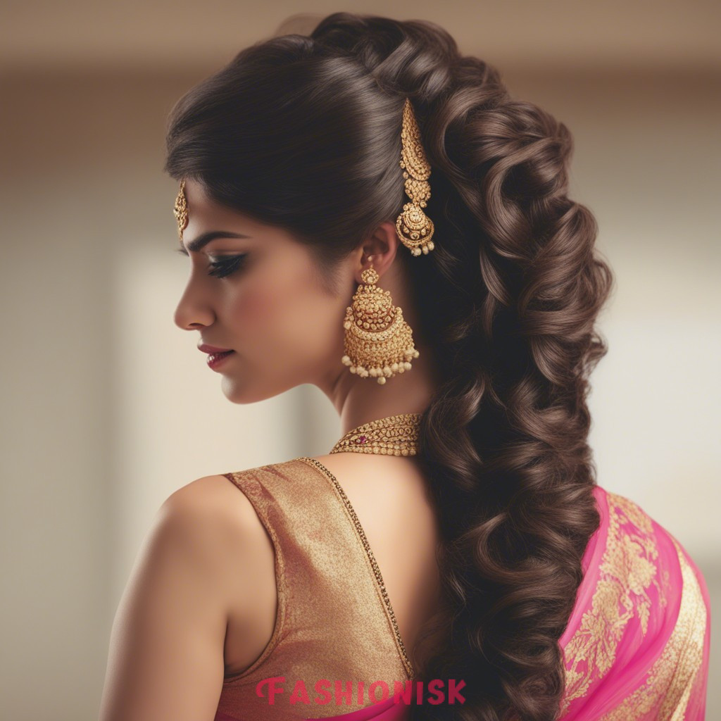Hairstyle on Saree for Long Hair