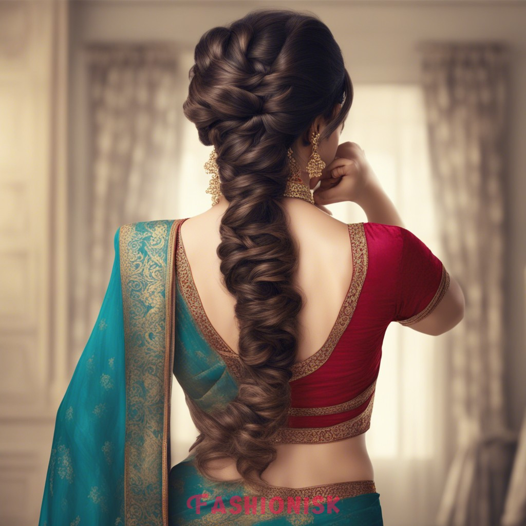 Hairstyle on Saree for Long Hair