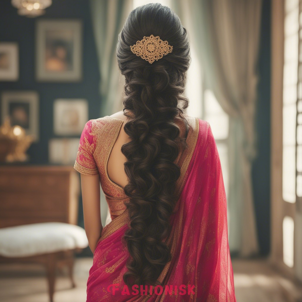 Hairstyle on Saree for Long Hair