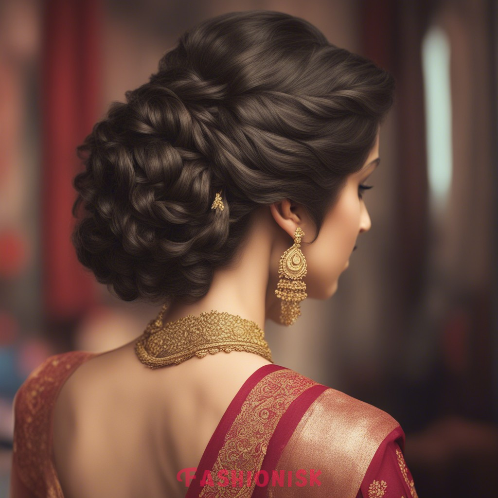 Hairstyle on Saree for Long Hair