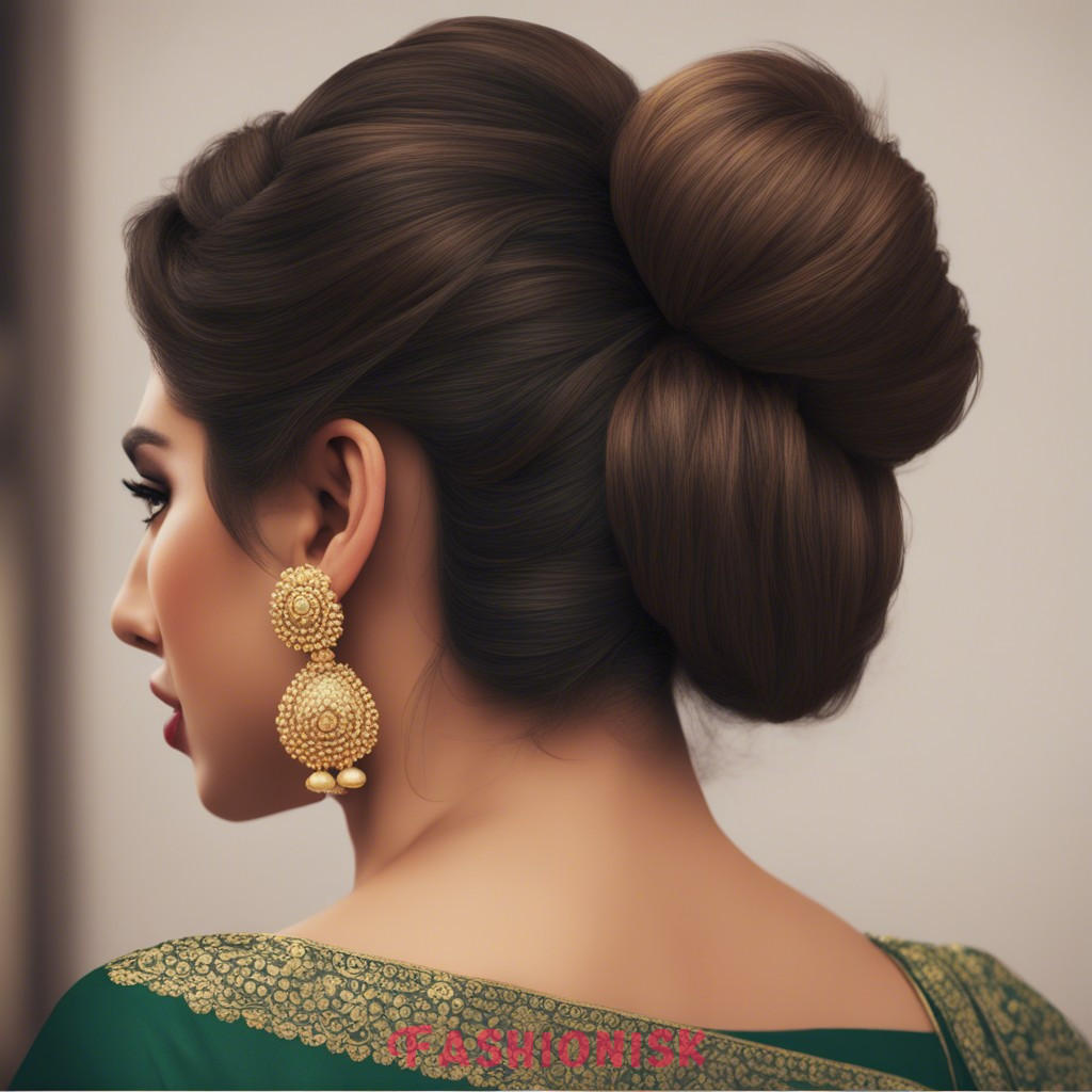 Party Bun Hairstyle for Saree