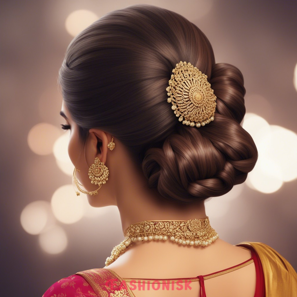 Party Bun Hairstyle for Saree