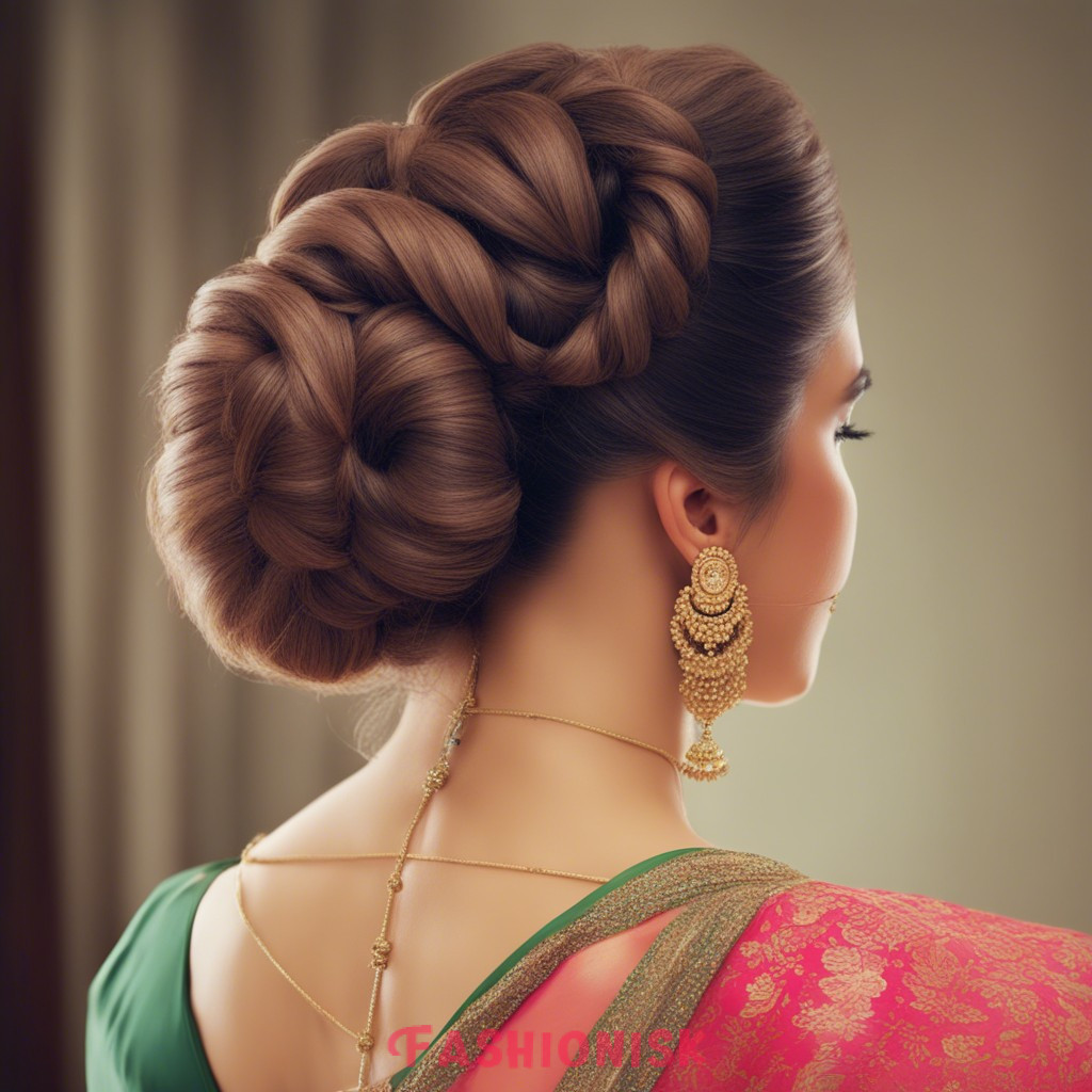 Party Bun Hairstyle for Saree