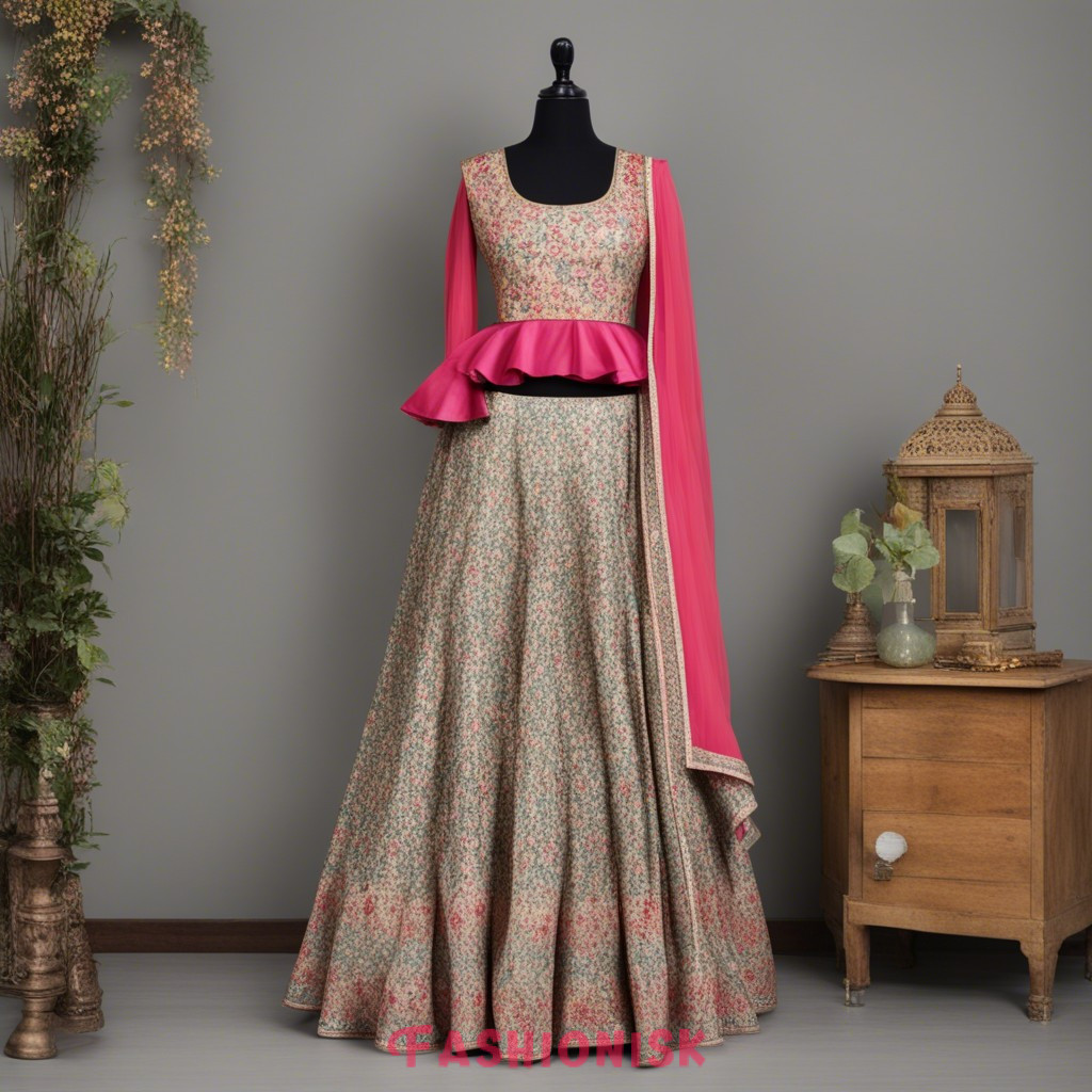 Peplum Blouse with Lehenga