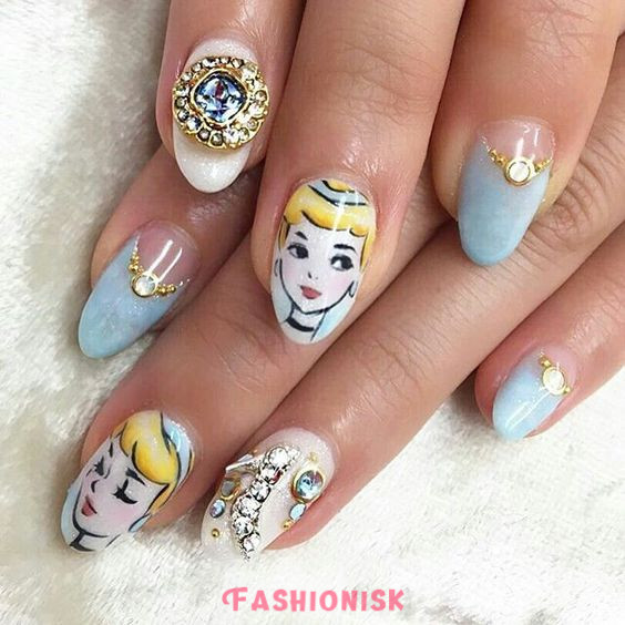 Tangled's Rapunzel Sunset Pastels Disney Nail Art