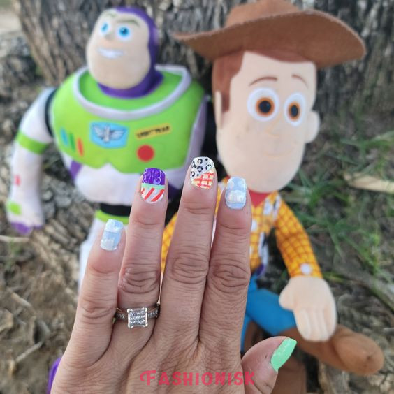 Toy Story's Buzz and Woody Friendship Symbols Disney Nail Art