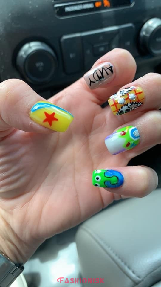 Toy Story's Buzz and Woody Friendship Symbols Disney Nail Art