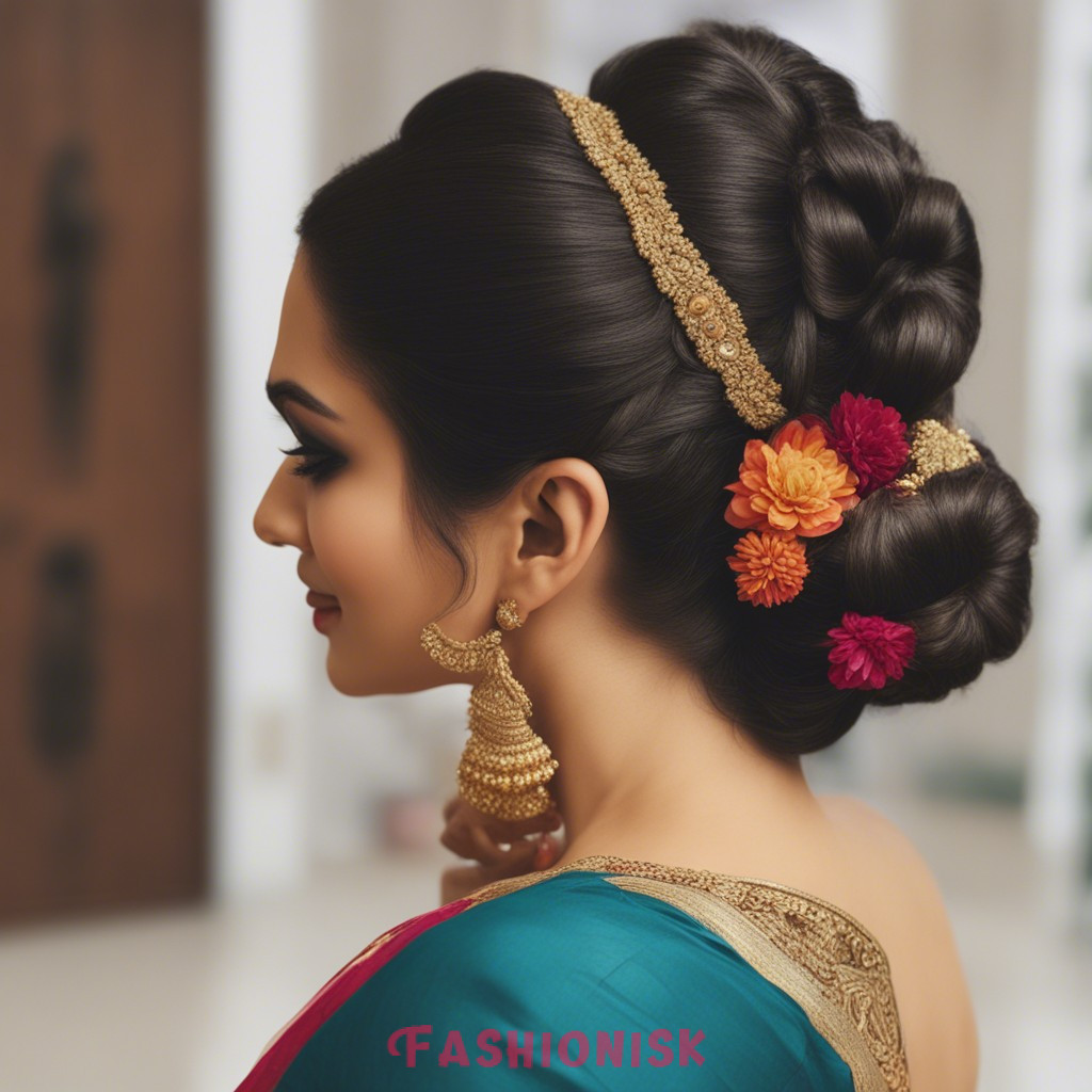 Traditional Indian Bun Hairstyles for Saree
