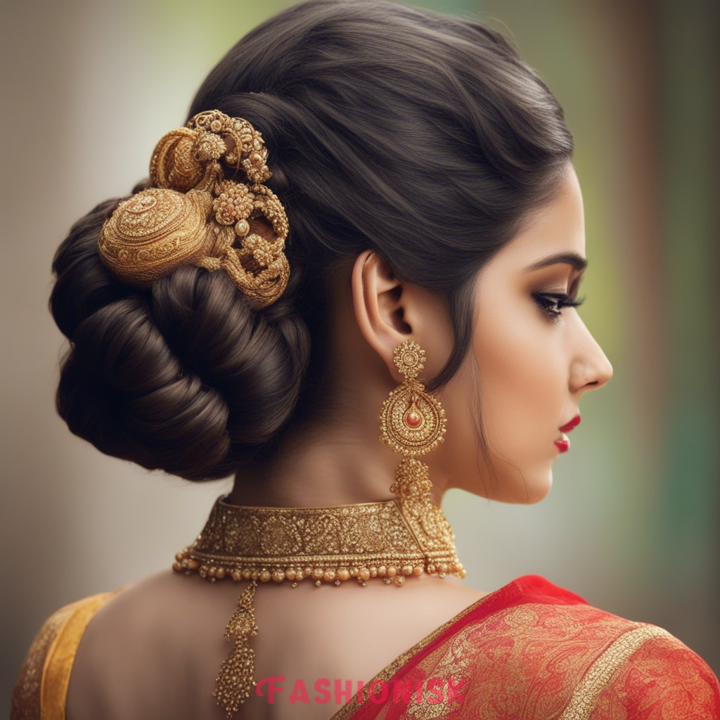 Traditional Indian Bun Hairstyles for Saree