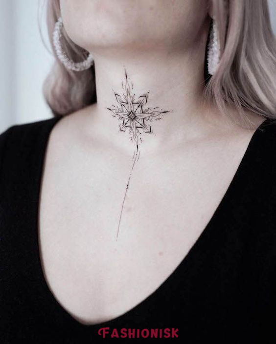 Celestial Charms Neck Tattoos for Women