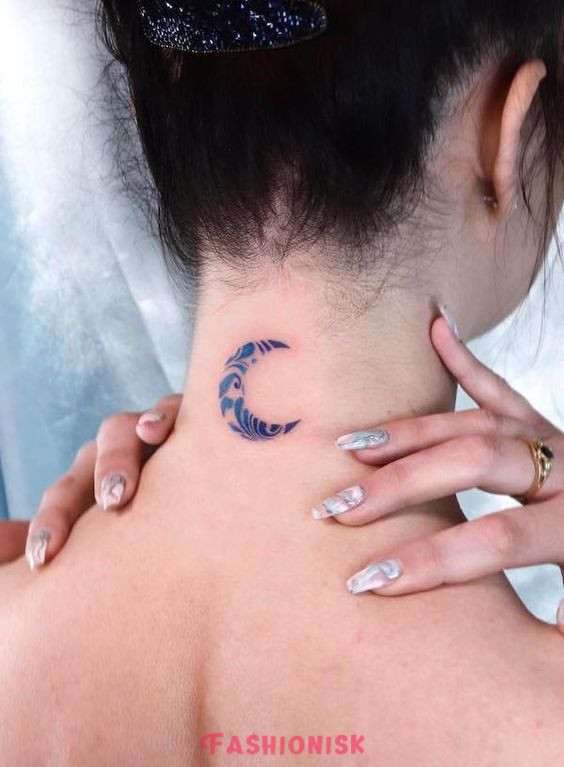 Celestial Charms Neck Tattoos for Women
