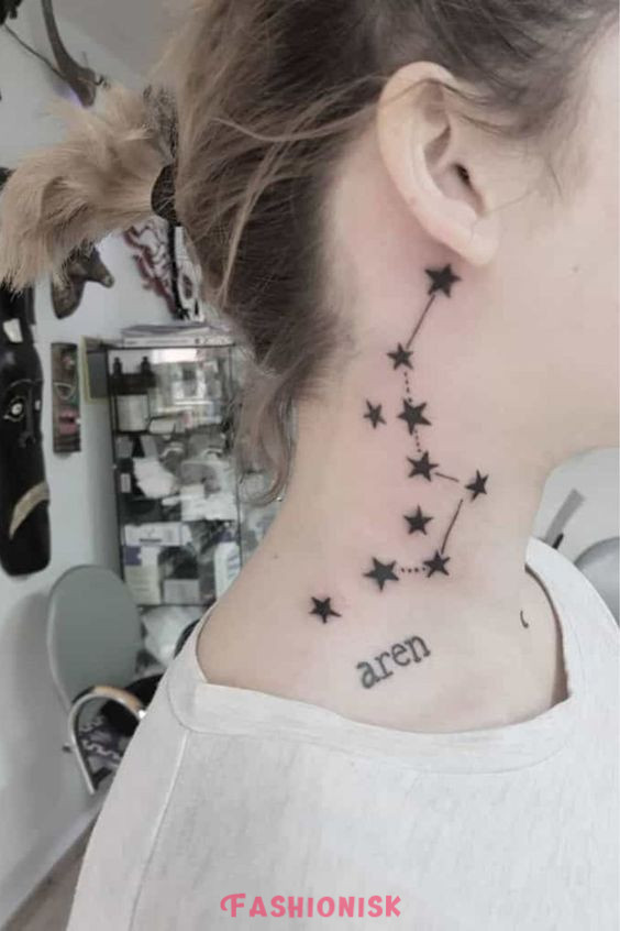 Celestial Charms Neck Tattoos for Women