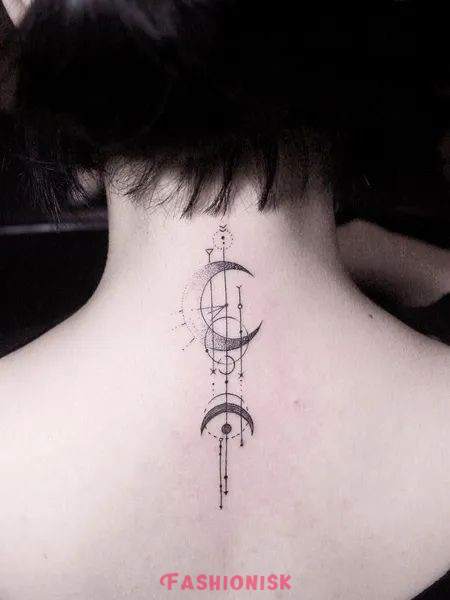 Celestial Charms Neck Tattoos for Women