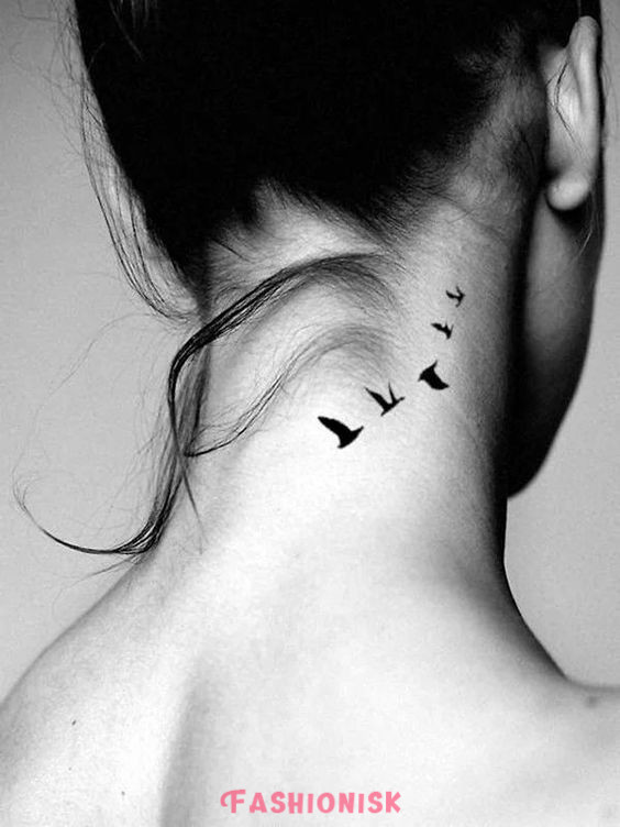 Dainty Birds Neck Tattoos for Women