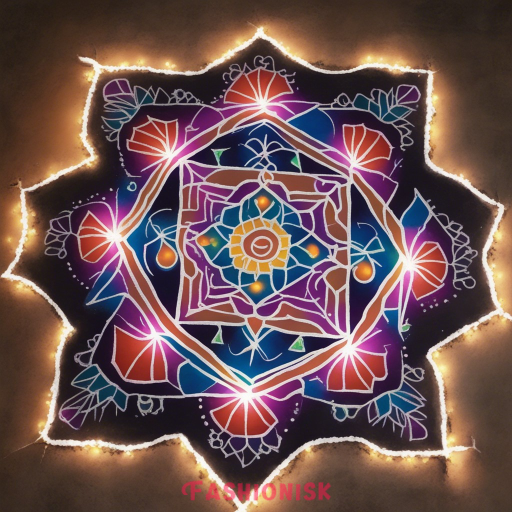 Geometric Glow Rangoli Design for Diwali