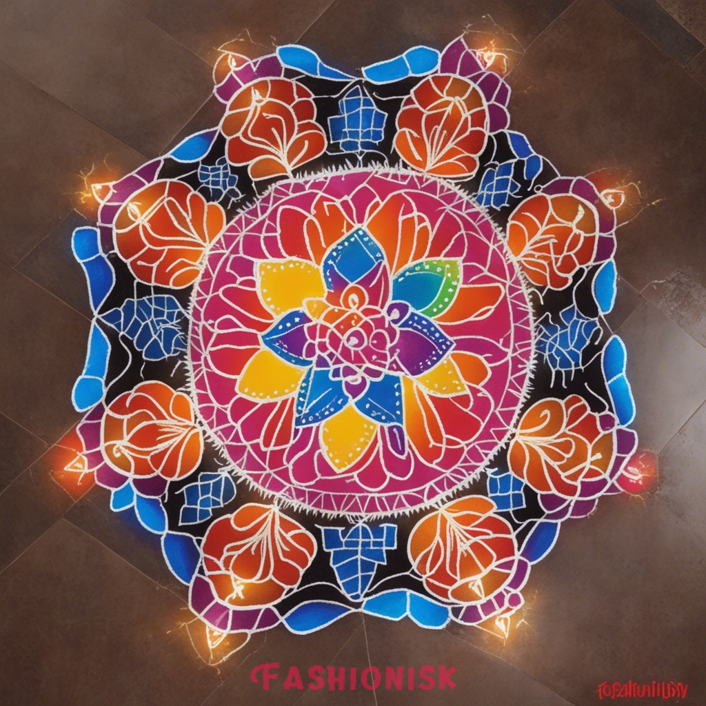 Geometric Glow Rangoli Design for Diwali