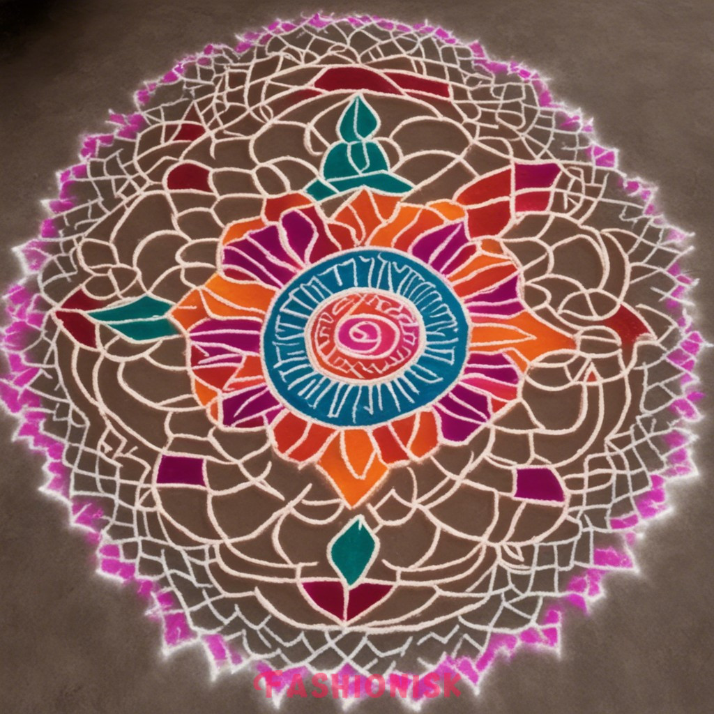 Geometric Glow Rangoli Design for Diwali