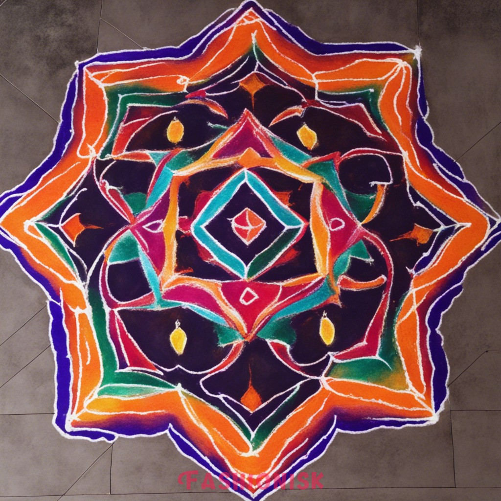 Geometric Glow Rangoli Design for Diwali