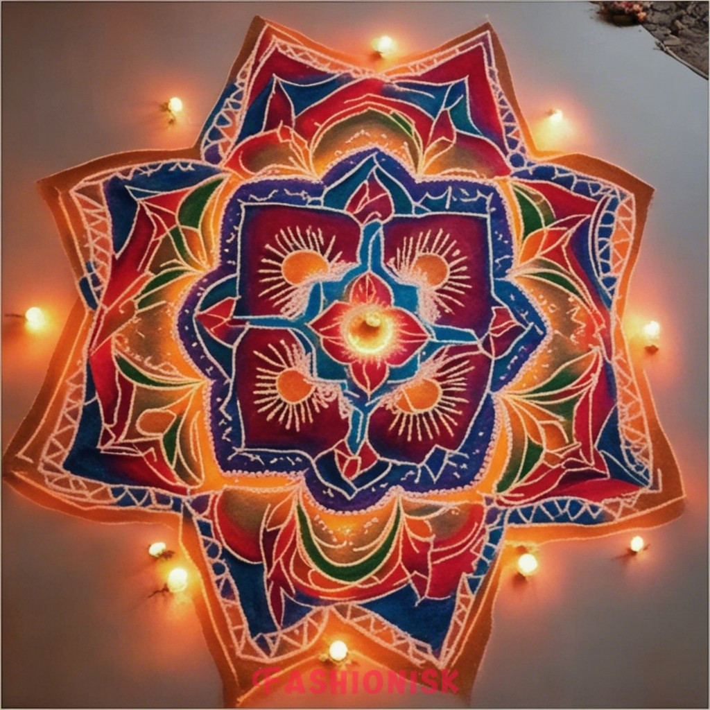 Geometric Glow Rangoli Design for Diwali