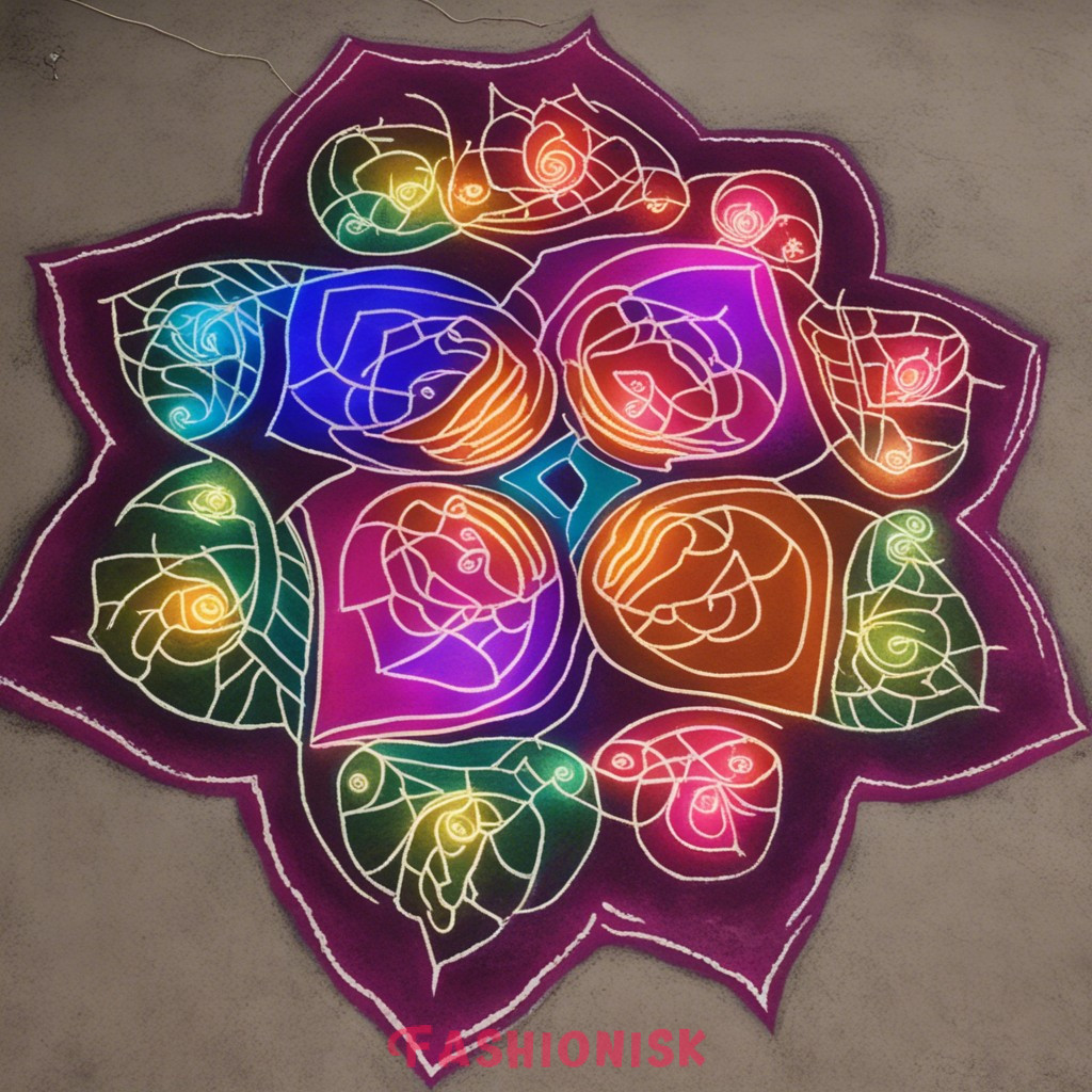 Geometric Glow Rangoli Design for Diwali