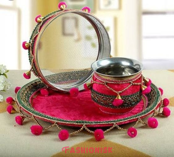 Kundan Craft Karwa Chauth Thali Decoration Ideas