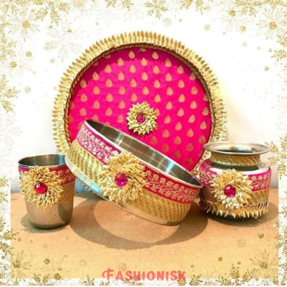 Lace and Elegance Karwa Chauth Thali Decoration Ideas