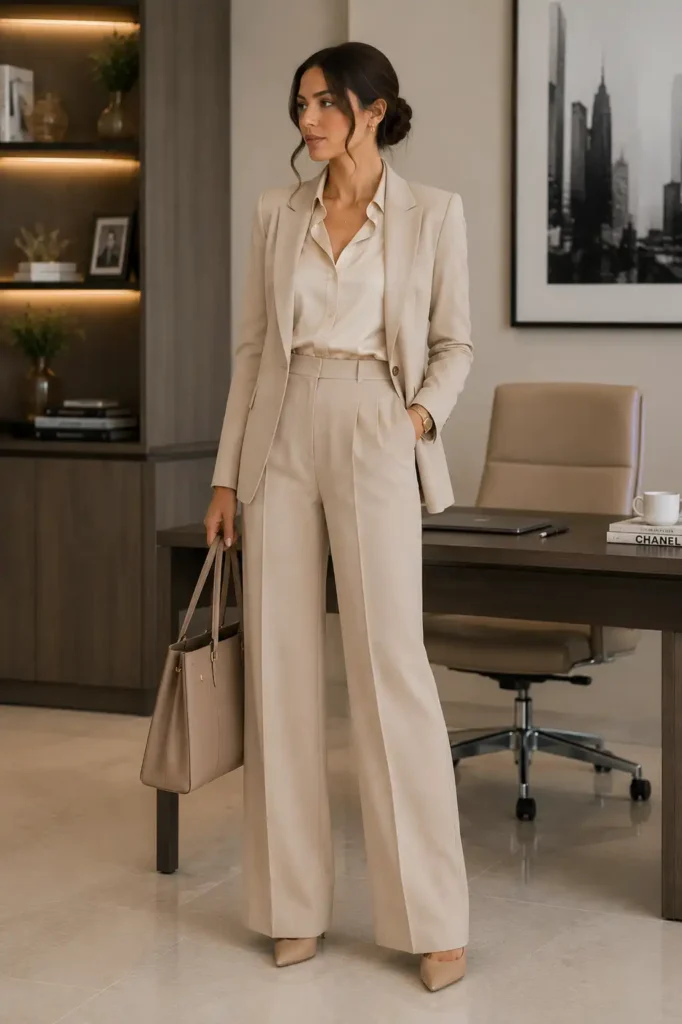 Beige Monochrome Office Siren Look