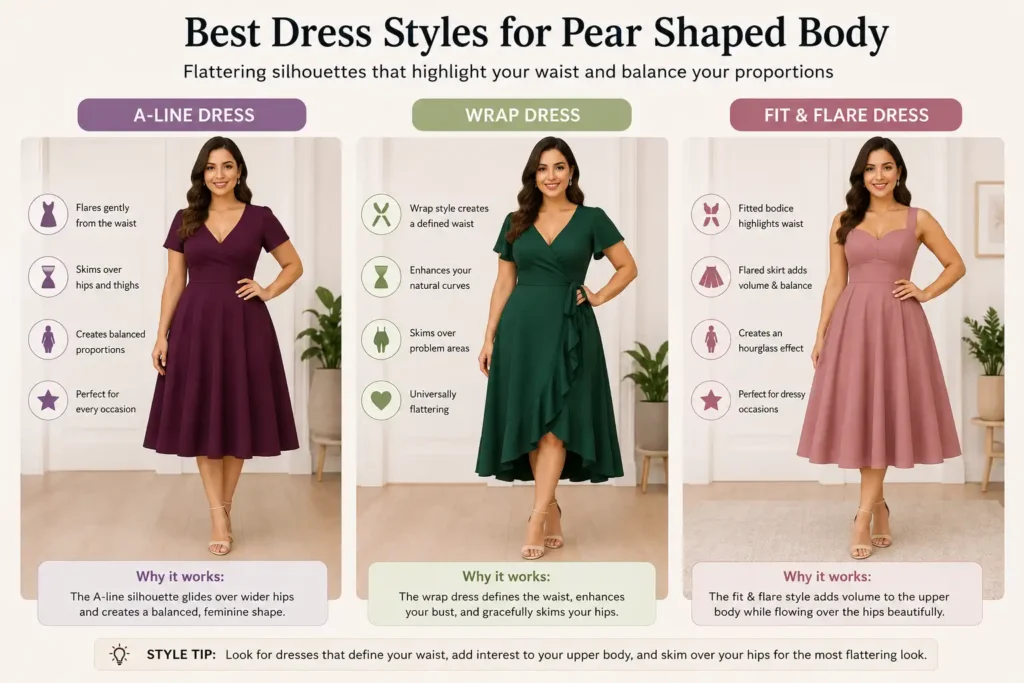 dresses for pear shaped body