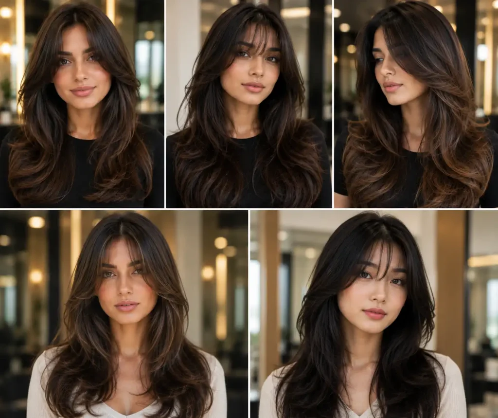 Layer Cut Hairstyle for Long Hair With Bangs